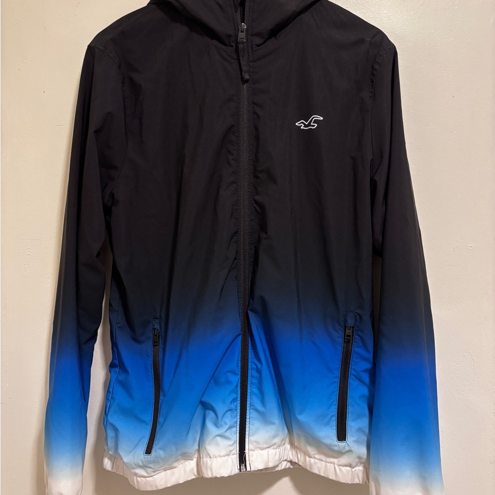 Hollister Black and Blue Gradient Windbreaker